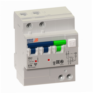 АВДТ с защитой от сверхтоков OptiDin VD63-21C25-A-УХЛ4 (2P, C25, 10mA)