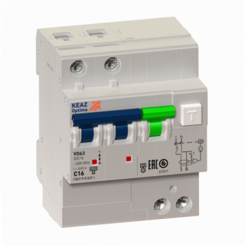 АВДТ с защитой от сверхтоков OptiDin VD63-23C25-A-УХЛ4 (2P, C25, 100mA)