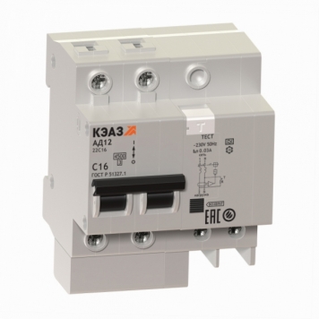 АВДТ с защитой от сверхтоков АД12-22C40-АC-УХЛ4-КЭАЗ (2P, C40, 30mA)