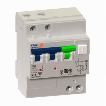 АВДТ с защитой от сверхтоков OptiDin VD63-21C10-A-УХЛ4 (2P, C10, 10mA)