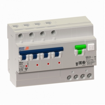 АВДТ с защитой от сверхтоков OptiDin VD63-41C10-A-УХЛ4 (4P, C10, 10mA)