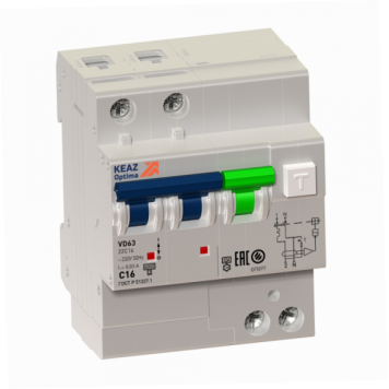 АВДТ с защитой от сверхтоков OptiDin VD63-24C63-A-УХЛ4 (2P, C63, 300mA)