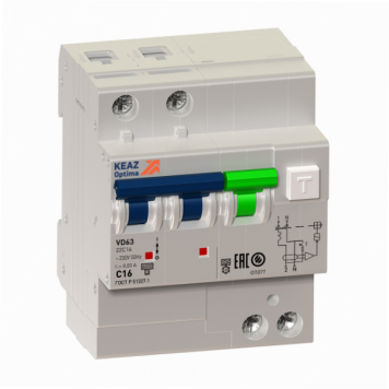 АВДТ с защитой от сверхтоков OptiDin VD63-21C20-A-УХЛ4 (2P, C20, 10mA)