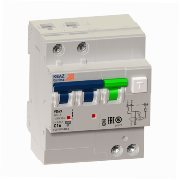 АВДТ с защитой от сверхтоков OptiDin VD63-24C32-A-УХЛ4 (2P, C32, 300mA)