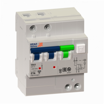 АВДТ с защитой от сверхтоков OptiDin VD63-22C40-A-УХЛ4 (2P, C40, 30mA)