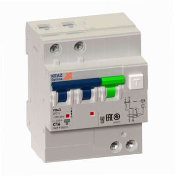 АВДТ с защитой от сверхтоков OptiDin VD63-24C25-A-УХЛ4 (2P, C25, 300mA)