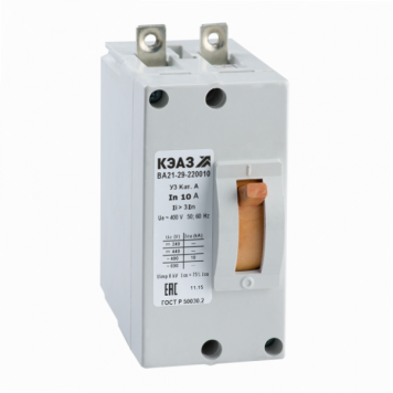Выключатель автоматический ВА21-29-220010-0,6А-1,5Iн-400AC-У3-АЭС-КЭАЗ