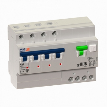 АВДТ с защитой от сверхтоков OptiDin VD63-42C16-A-УХЛ4 (4P, C16, 30mA)