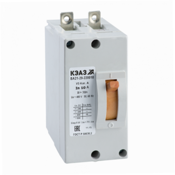 Выключатель автоматический ВА21-29-220010-1,6А-3Iн-400AC-У3-КЭАЗ