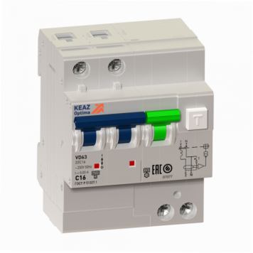 АВДТ с защитой от сверхтоков OptiDin VD63-23C40-A-УХЛ4 (2P, C40, 100mA)