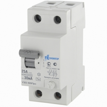 Устройство защитного отключения УЗО-100Про, 2P, 25A, Idn-100mA, тип AC