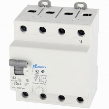 УЗО-100Про, 4P, 16A, Idn-100mA, тип AC