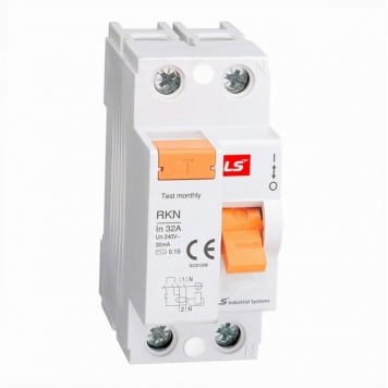 Устройство защитного отключения (RCCB) LS Electric серии RKN, 1P+N, 25A 30mA, тип AC