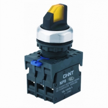 Переключатель подсвет. NP8-20XD/316, 3 полож. фикс., желт., AC110-230В(LED), 2НО, IP65 (R)