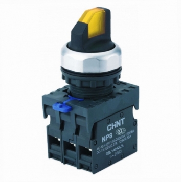 Переключатель подсвет. NP8-10XD/215, 2 полож. фикс., желт., AC110-230В(LED), 1НО+1НЗ, IP65 (R)