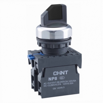 Переключатель без подсветки NP8-20X/382, 3 положения , чёрный, 2НО, IP65 (R)