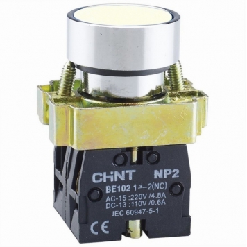 Кнопка управления NP2-BA11 без подсветки белая, 1НО, IP40 (R)
