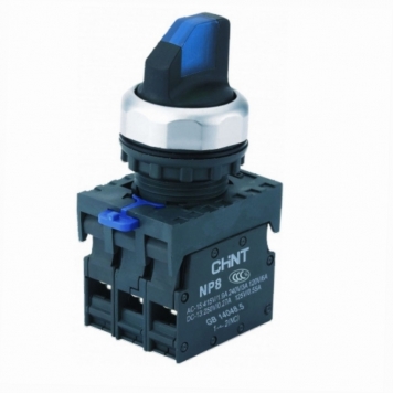 Переключатель подсвет. NP8-01XD/216, 2 полож. фикс., синий, AC110-230В(LED), 1НЗ, IP65 (R)