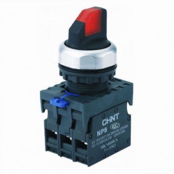 Переключатель подсвет. NP8-10XD/224, 2 полож. самовозв., красн., AC110-230В(LED), 1НО, IP65 (R)