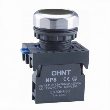 Кнопка управления NP8-10BN/2 без подсветки черная 1НО IP65 (R)(CHINT)