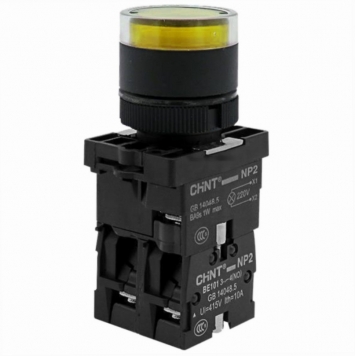 Кнопка управления NP2-EW3565 1НО+1НЗ желтая AC/DC230В(LED), IP40 (R)
