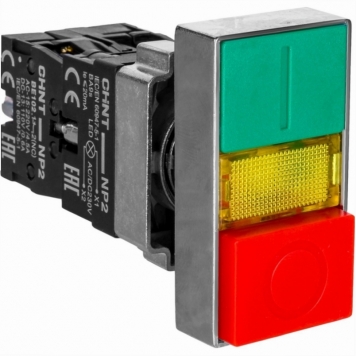 Двойная кнопка NP2-BW8465 1НО+1НЗ AC230В(LED) IP40 (R)(CHINT)