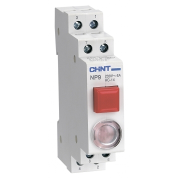 Кнопка модульная NP9-12D3/2 с подсветкой, 1НО+2НЗ, AC/DC230В, красная(R)(CHINT)