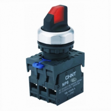 Переключатель подсвет. NP8-02XD/213, 2 полож. фикс., красн., AC110-230В(LED), 2НЗ, IP65 (R)