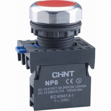 Кнопка управления NP8-10BN без подсветки красная 1НО IP65 (R)(CHINT)