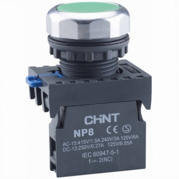 Кнопка управления NP8-10BND 1НО зеленая AC/DC24В(LED) IP65 (R)