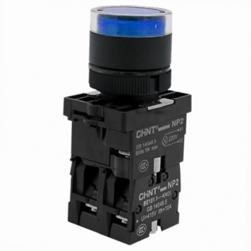 Кнопка управления NP2-BW3665 плоская, синяя, 1НО+1НЗ, AC/DC230В (LED), IP40 (R)