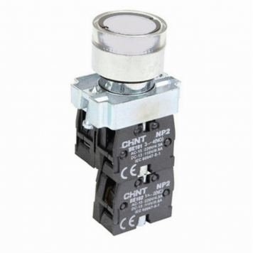 Кнопка управления NP2-BW1161 выступающая, белая, 1НО, AC/DC230В (LED), IP40 (R)