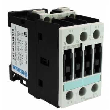3RT1025-1AR00, 3-пол., 17A, AC-3, 7,5кВт/400V, 415V AC, 50Гц, типоразмер S0, винтовые клеммы, IP20, контактор электромагнитный (ЭТ)