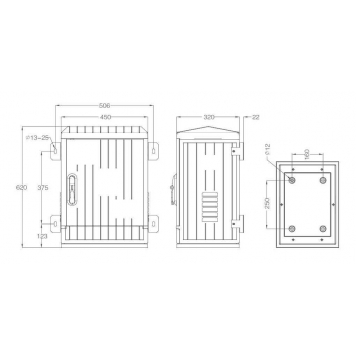 Корпус электрического шкафа из стеклонаполненного полиэстера 620.600.320 (ВхШхГ) IP54-1