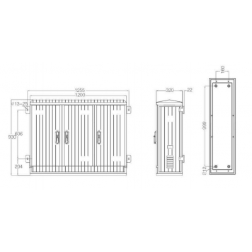 Корпус электрического шкафа из стеклонаполненного полиэстера 930.1200.320 (ВхШхГ) IP54 3 двери-1