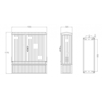 Корпус электрического шкафа из стеклонаполненного полиэстера 1170.1000.320 (ВхШхГ) IP54 c цоколем-1
