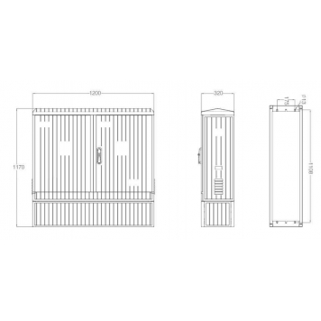 Корпус электрического шкафа из стеклонаполненного полиэстера 1170.1200.320 (ВхШхГ) IP54 c цоколем-1