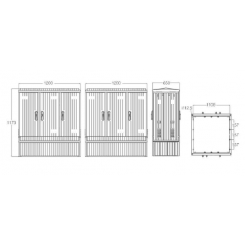 Корпус электрического шкафа из стеклонаполненного полиэстера 1170.1200.650 (ВхШхГ) IP54 c цоколем-1