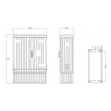 Корпус электрического шкафа из стеклонаполненного полиэстера 1170.800.320 (ВхШхГ) IP54 c цоколем-1