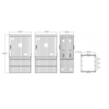 Корпус электрического шкафа из стеклонаполненного полиэстера 1420.800.650 (ВхШхГ) IP54 c цоколем-1