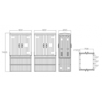 Корпус электрического шкафа из стеклонаполненного полиэстера 1420.800.650 (ВхШхГ) IP54 c цоколем 2-1