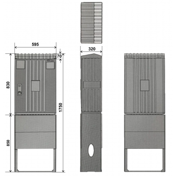 Корпус электрического шкафа из стеклонаполненного полиэстера 830.595.320 (ВхШхГ) IP54, c основанием-1