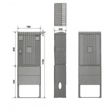 Корпус электрического шкафа из стеклонаполненного полиэстера 830.790.320 (ВхШхГ) IP54, c основанием-1