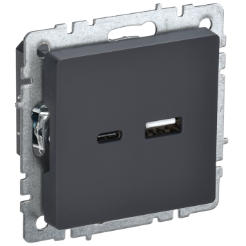 BRITE Роз. USB A+C 18Вт РЮ11-1-БрГ граф. IEK