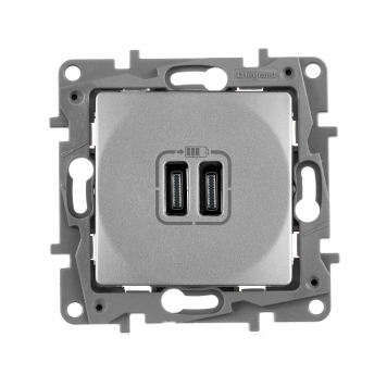 ETIKA Роз. USB C+C 15Вт алюм.