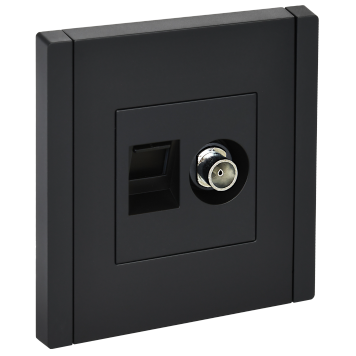 FORTE&PIANO Роз. двойная TV+RJ45 кат.6 FP137 чер. IEK