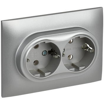 SKANDY Роз. 2-я с з/к без з/ш 16А сб. SK-R08S сереб. IEK