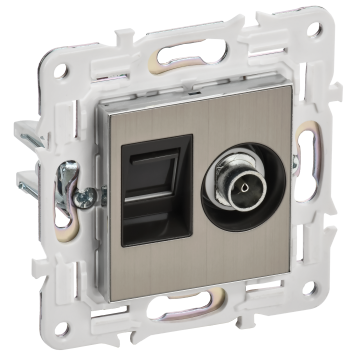 SKANDY Роз. двойная TV+RJ45 кат.6 SK-A15N никель IEK