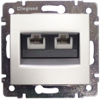 VALENA Роз. телефонная 2-я RJ11 алюм.