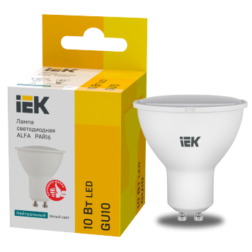 Лампа LED ALFA PAR16 софит 10Вт 230В 4000К GU10 (6шт)IEK
